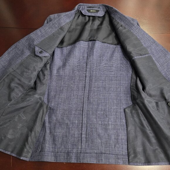 ZEGNA Linen/Wool Single-Breasted Plaid Suit - Picture 13 of 16